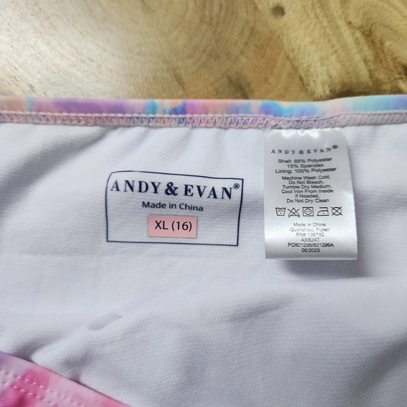 Andy & Evan Swimsuit Girls Size 16 Two Piece Pink Tie Dye New Nwt - Picture 5 of 8